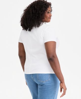 Trendy Plus Size Scoop Neck Short-Sleeve T-Shirt