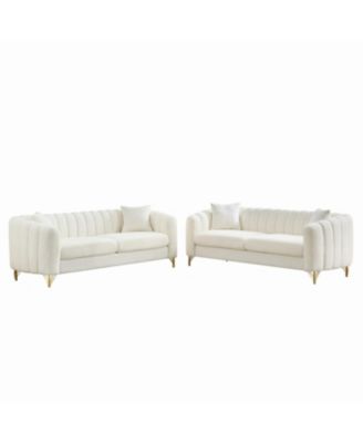 Streamdale Oversized Chenille Sofa, Modern Tufted Couch, Gold Legs