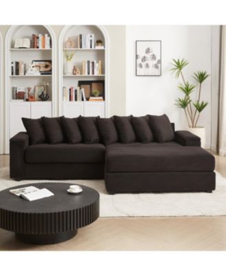 Streamdale Corduroy L-Shaped Sectional Sofa with Chaise & Storage
