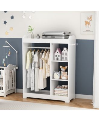+ 1 Pc. + Wood + Mirror, Rack, Hooks & Shelves + Kids Dress Up Storage