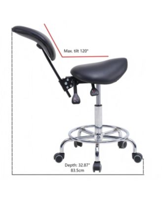 Saddle Stool Chair with Backrest, Swivel Hydraulic Tilt Seat, Wheels & Footrest for Medical, Dental & Clinic Use