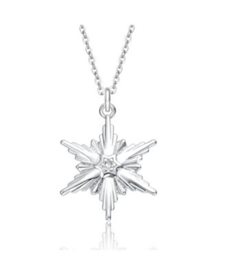 Teens White Gold Plated Cubic Zirconia Starburst Necklace