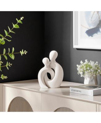 Hans White Intersecting Circle Tender Couple Matte Ceramic Sculpture