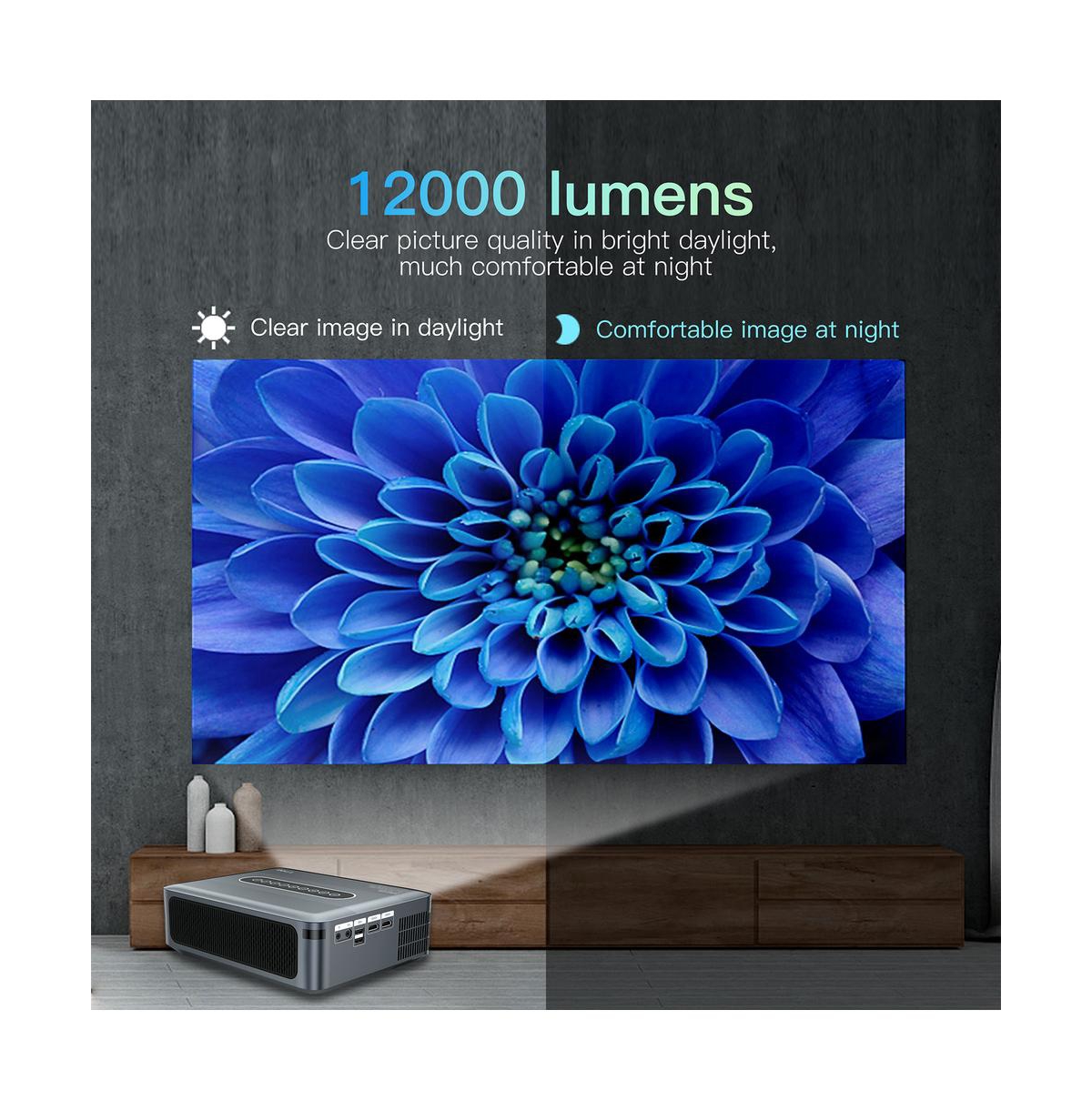 Artudatech 8K Android Smart Projector with 1080p, Daytime Viewing, Built-in Sound & Voice Control