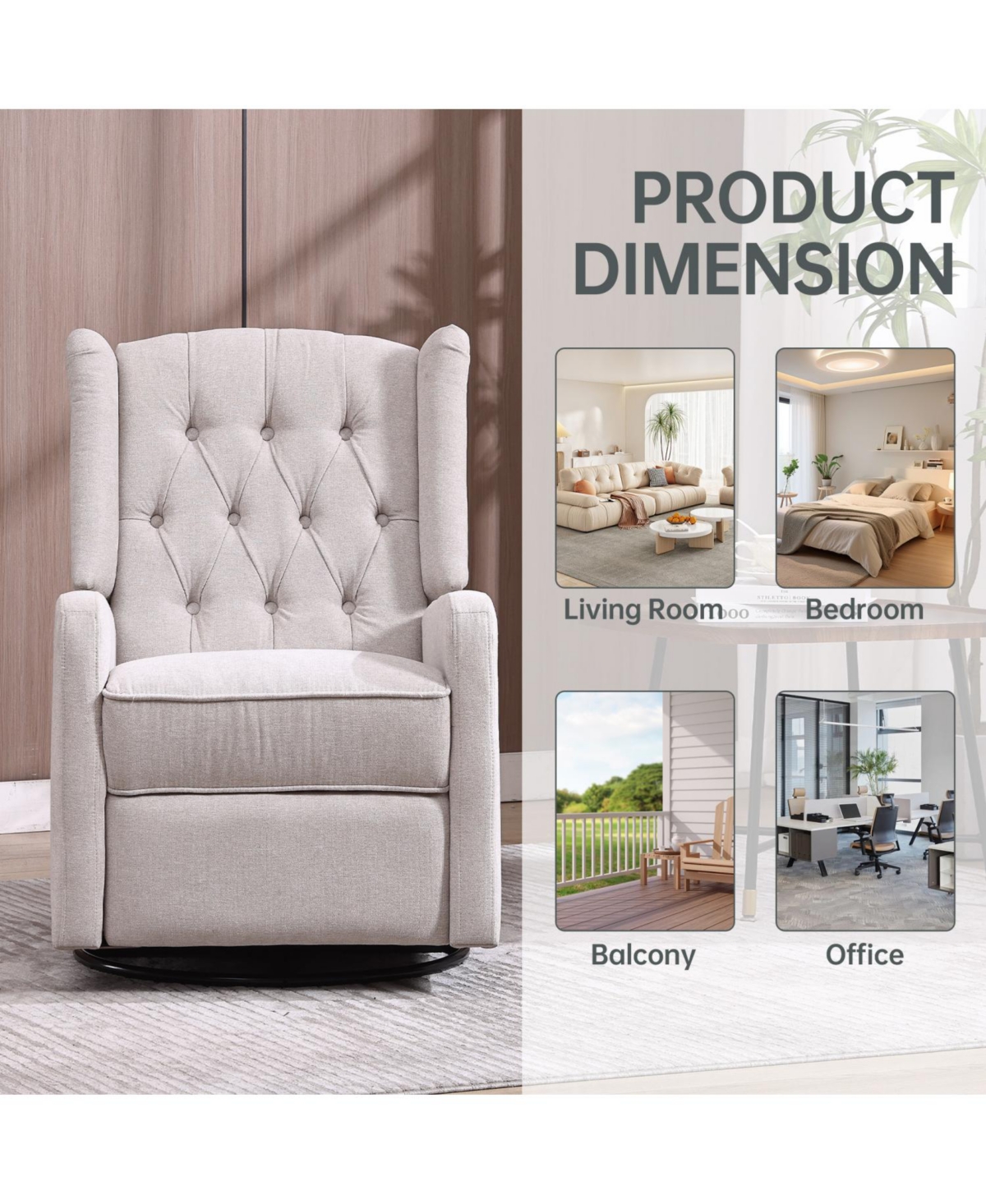 Streamdale Furniture Rocking Recliner 360 Swivel for Nursery