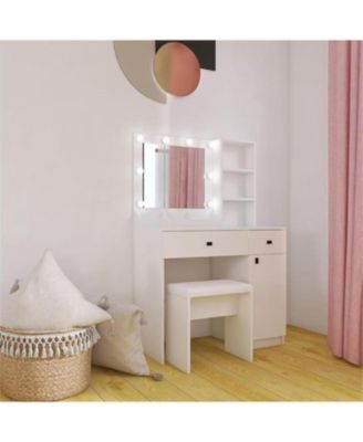 Streamdale Vanity Desk with Adjustable Lights, Drawers & Storage