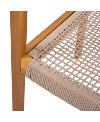 Teak and Rope Dining Chairs (Set of 2) Sleek and Durable for Indoor or Outdoor Use
