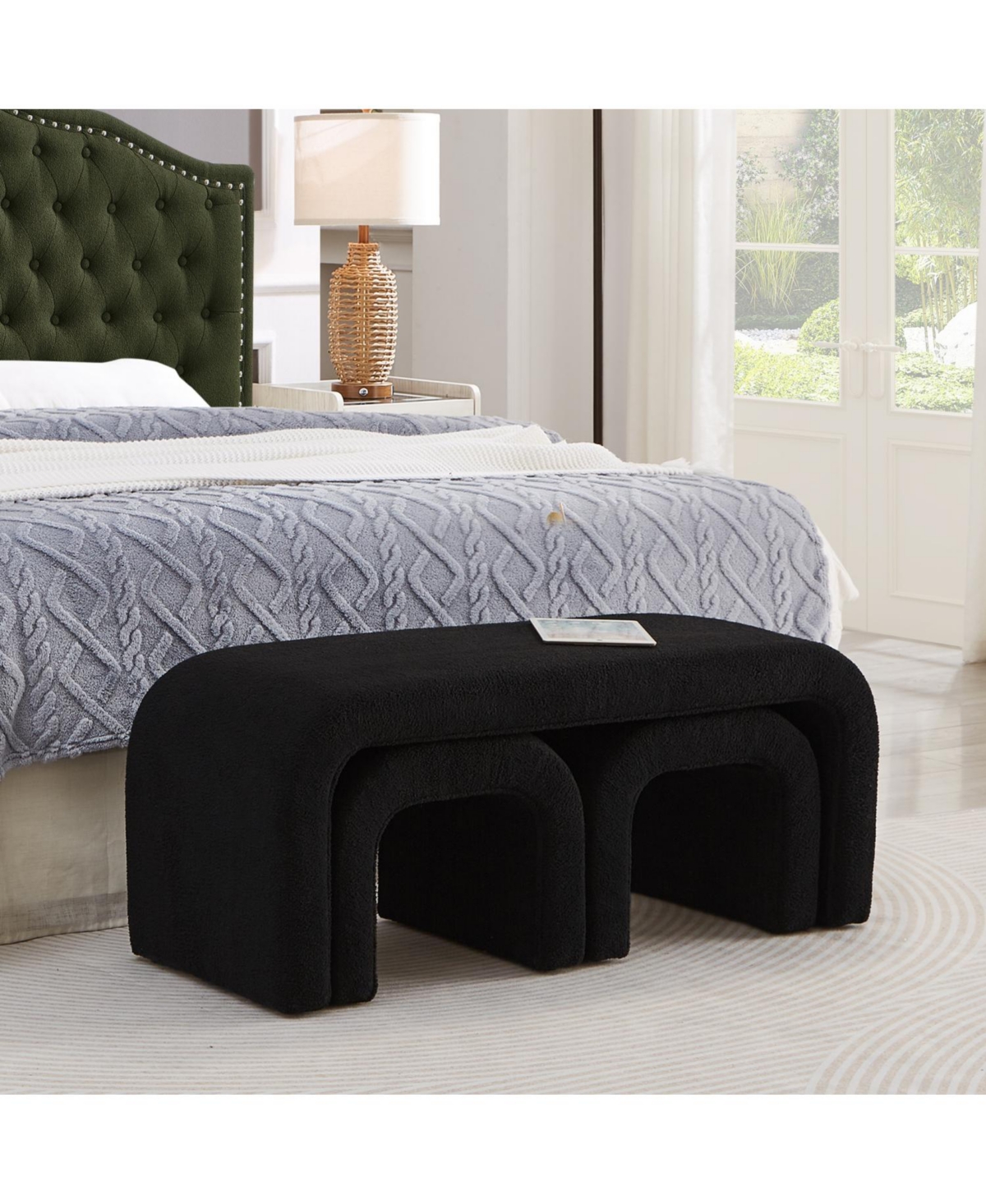 Streamdale Furniture U-Shaped Teddy Ottoman Bench Set of 3