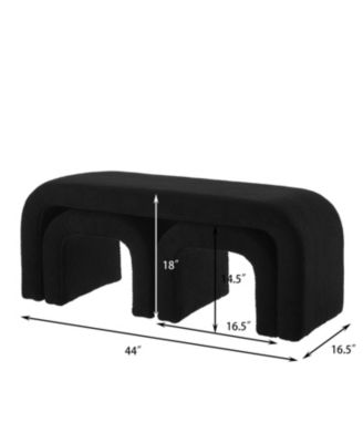 U-Shaped Teddy Ottoman Bench Set of 3- Black