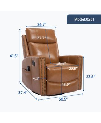 Orange Leather Heat Massage Rocker Recliner