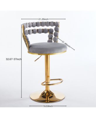 Modern Grey Bar Chairs (Set of 2) Golden Legs