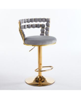 Modern Grey Bar Chairs (Set of 2) Golden Legs