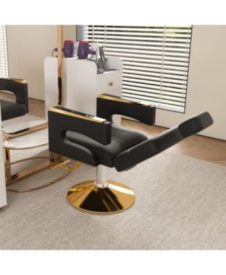 Hydraulic Barber Chair - 360 Swivel, Reclining, Black & Gold