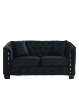 9" Modern Chesterfield Velvet Sofa - Black