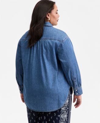 Trendy Plus Size Geneva Cotton Snap-Front Shirt