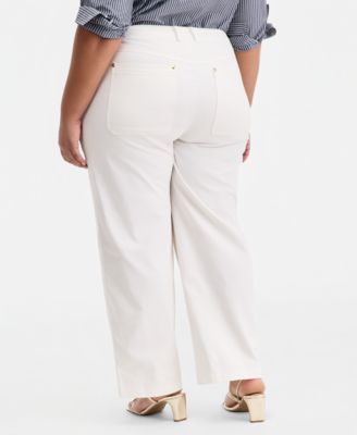 Trendy Plus Size High Rise Utility Straight Leg Pants