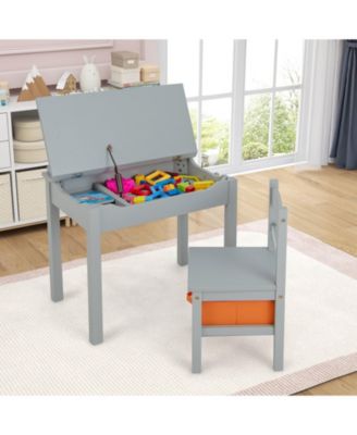 Kids Table and Chair Set Wood Activity Study Desk w/ Storage Drawer Hook