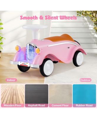 Toddler Ride On Car with Steering Wheel Lights Storage Seat and Four Wheel Stability