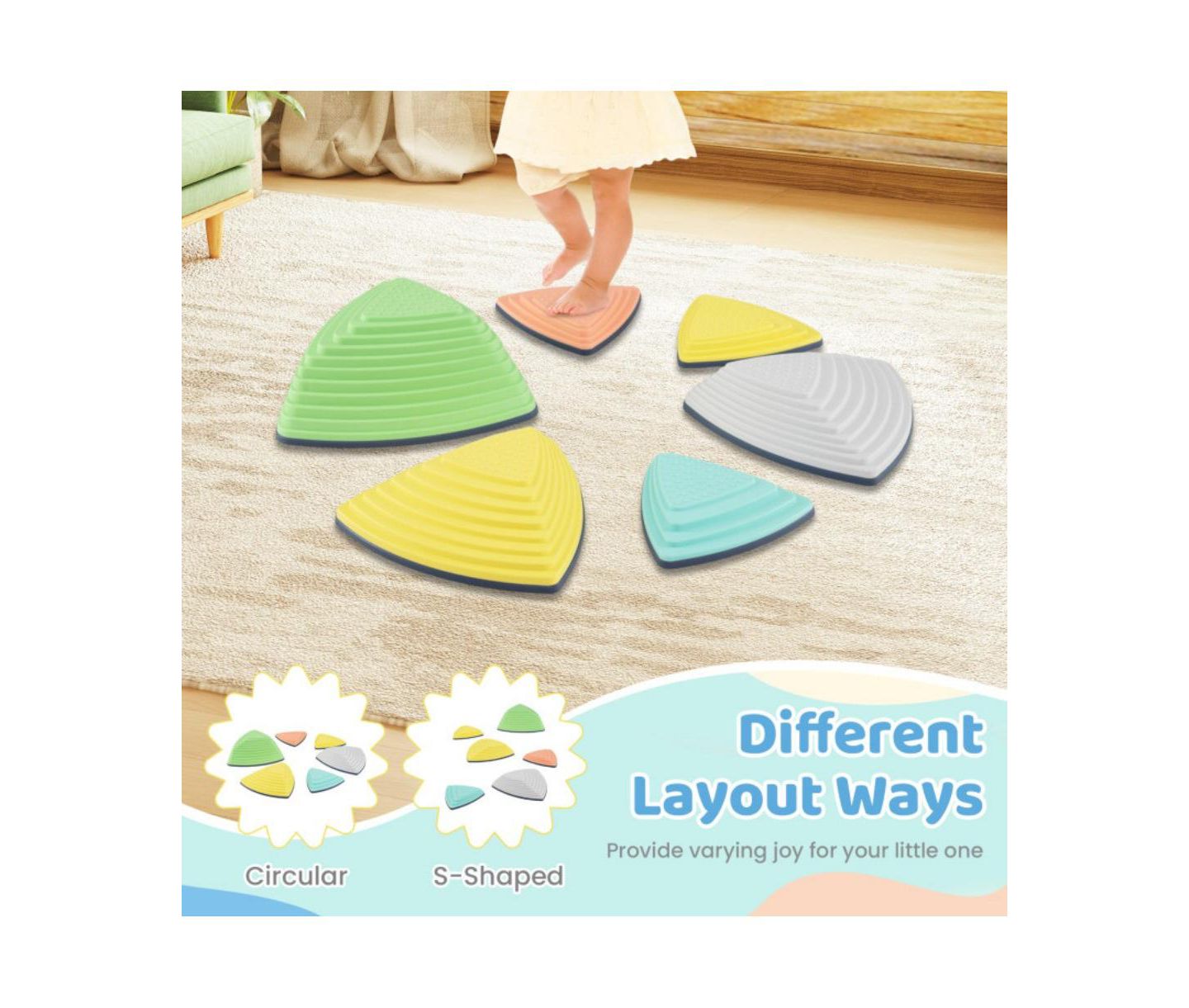 Детские игрушки HONGGE Balance Stepping Stones Set of Six, Ages 3+, цвет: Разноцветный — фото 10