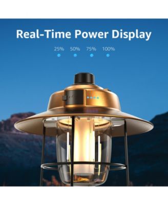 Vintage LED Rechargeable Metal Camping Lantern, Dimmable 3 Lighting Modes, Up to 450LM
