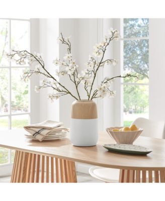 Nora Burk Two Tone Cylindrical Tabletop Vase - White and Beech