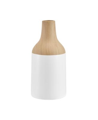 Nora Kanna Bottle Two Tone Tabletop Vase - White and Beech