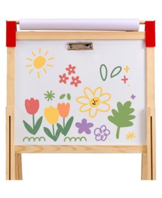 Kids Art Easel with Adjustable Height Double Sided Magnetic Board and Complete Drawing Accessories