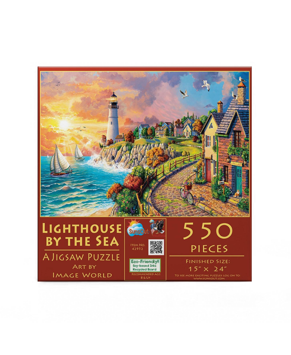 SunsOut Lighthouse by the Sea 550 piece Jigsaw Puzzle for Adults