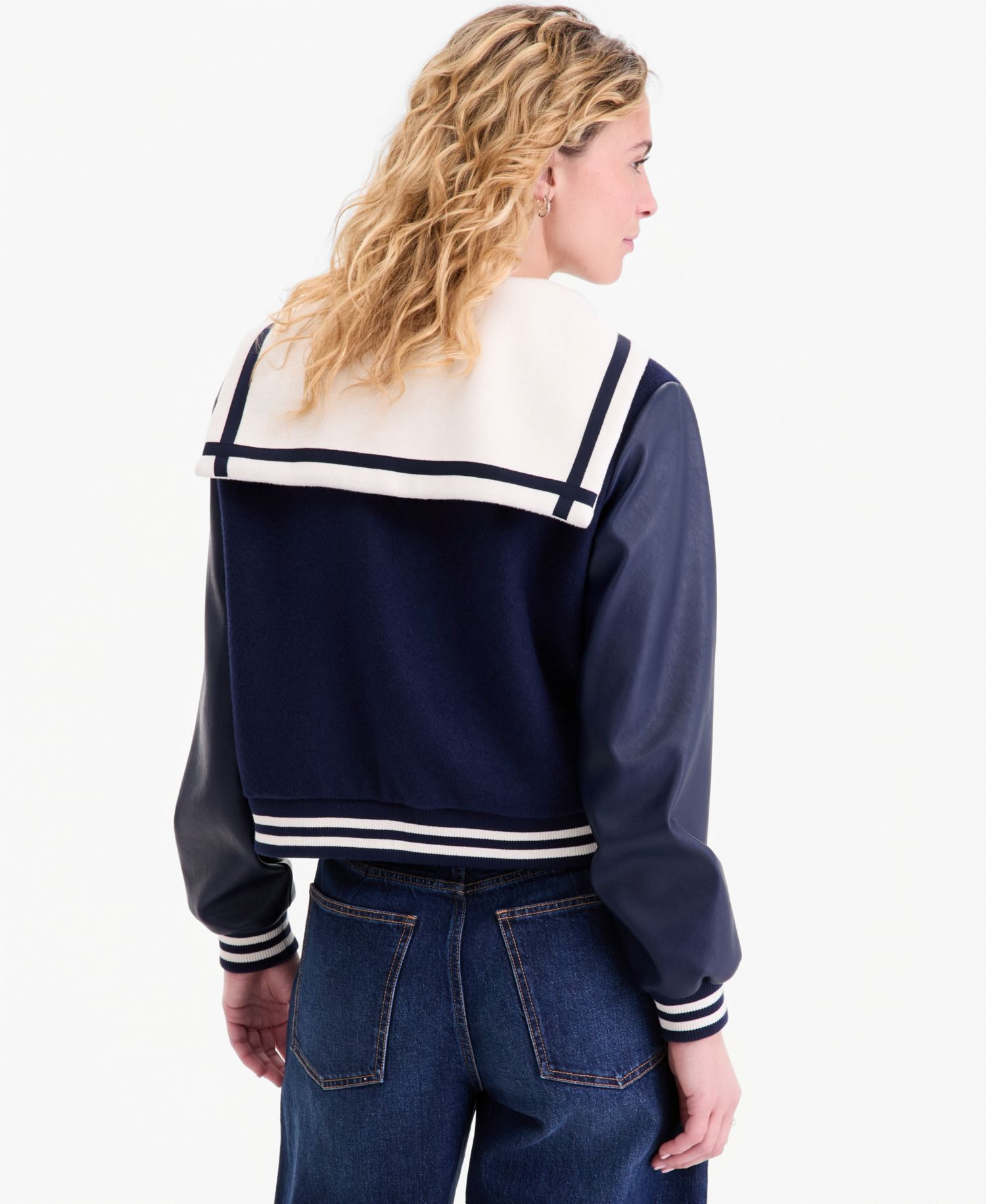 Women's Sailor-Collar Varsity Jacket