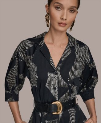 Women's Spread Collar Midi Shirt Dress