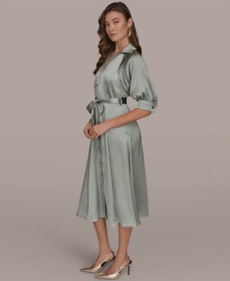 Women's Spread Collar Midi Shirt Dress