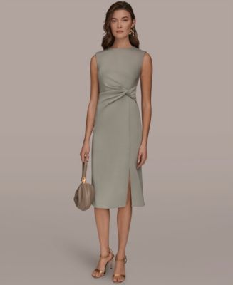donna karan women's embroidered jewel-neck dress Donna Karan New York Jewel Neck Sleeveless Dress In Burnt Orange - 62% Off