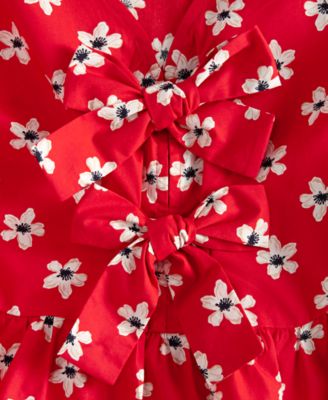 Women's  Puff-Sleeve Tie-Front Peplum Blouse