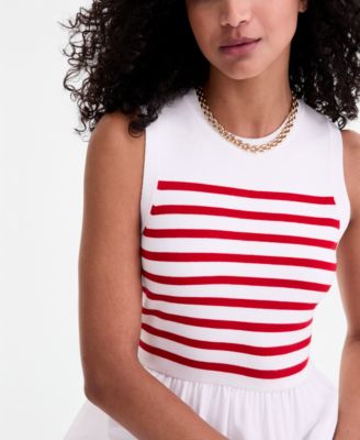 Women's Mixed-Media Sweater Midi Dress