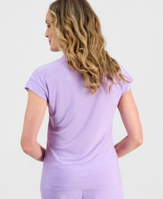 Women's Gathered-Neck Cap-Sleeve Top