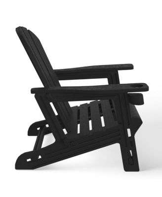 3-Piece HDPE Plastic Adirondack Chairs with 18" Square Side Table Patio Set