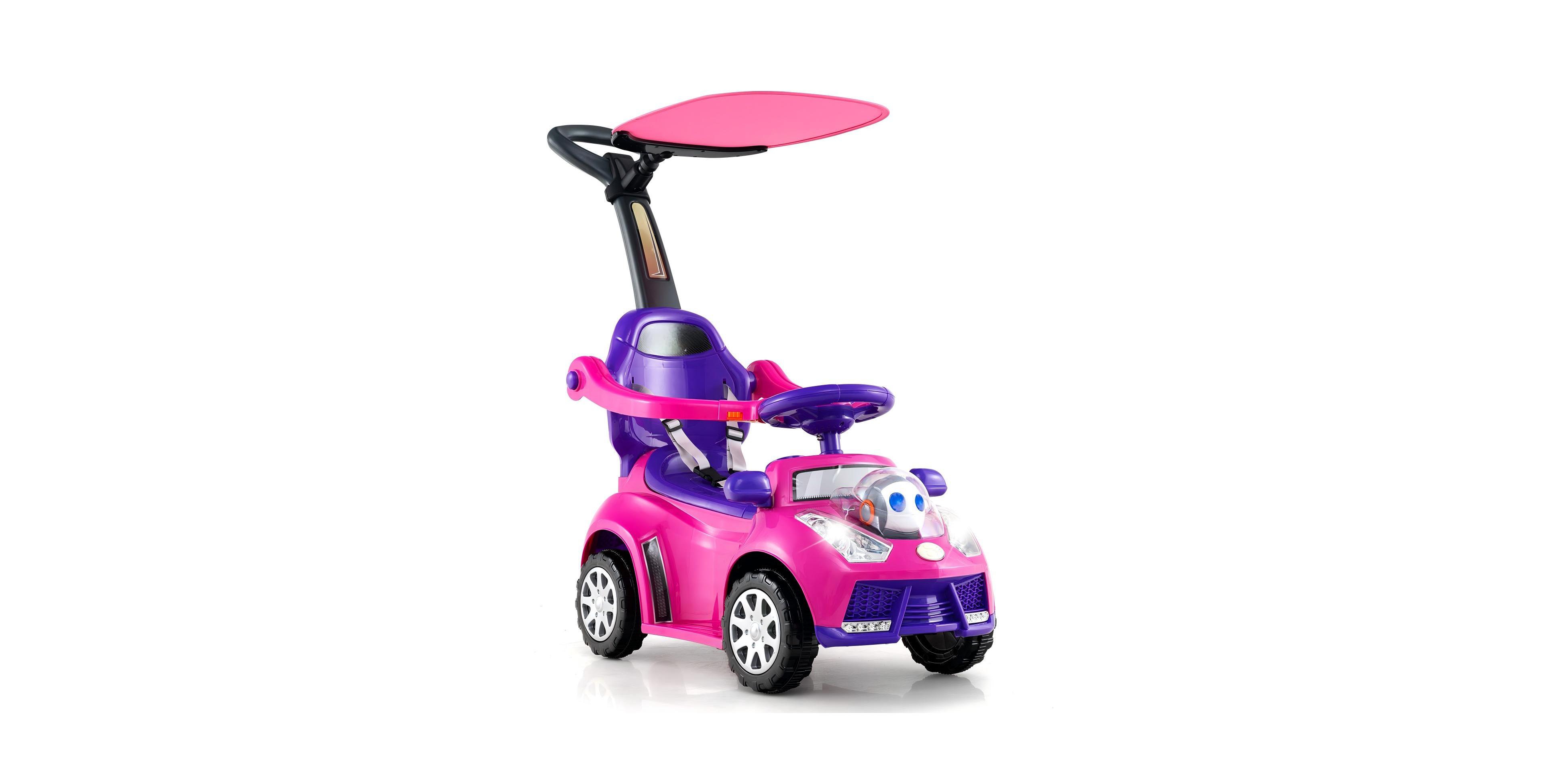 Hongge 3 In 1 Toddler Push Car Ride On Toy With Canopy Storage And Parental Handle