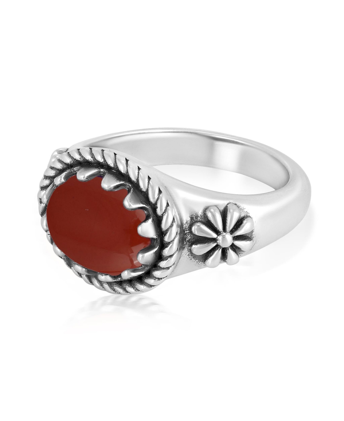 American West Jewelry Sterling Silver Red Jasper East West Ring