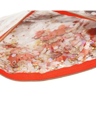 Spirit Squad Confetti Everything Pouch Makeup Bag Travel BagCosmetic Bag for Women (Orange Burst)