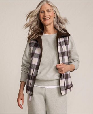 Women's High Pile Fleece Reversible Mixed Media Vest