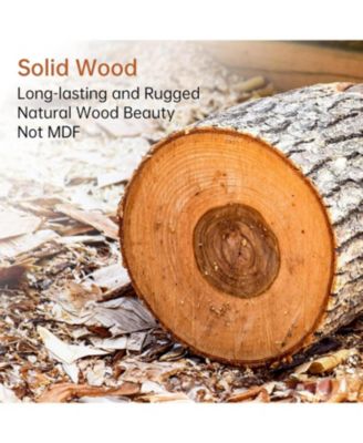 Solid Wood Console Table, 63" Long Retro Entryway Table with Vertical Fluted Stripes, Natural