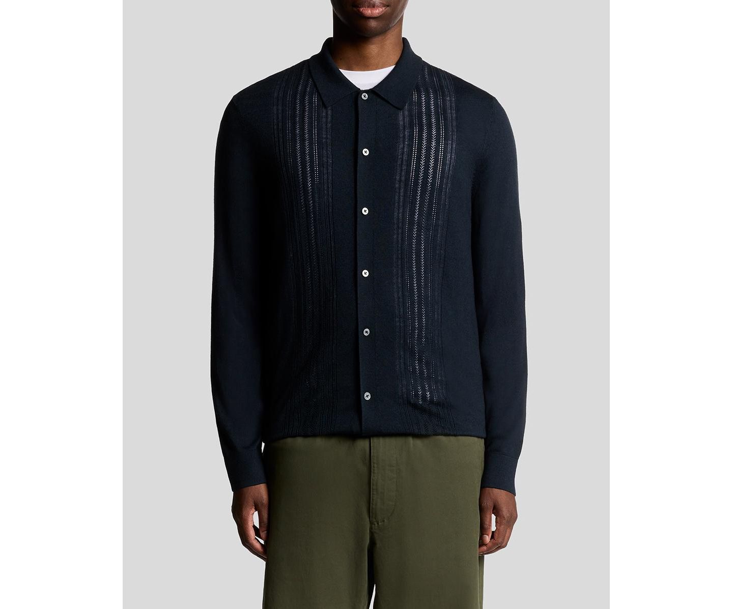 Мужская рубашка Lyle & Scott Long Sleeve Cable Knitted, цвет: Карбоновый — фото 5