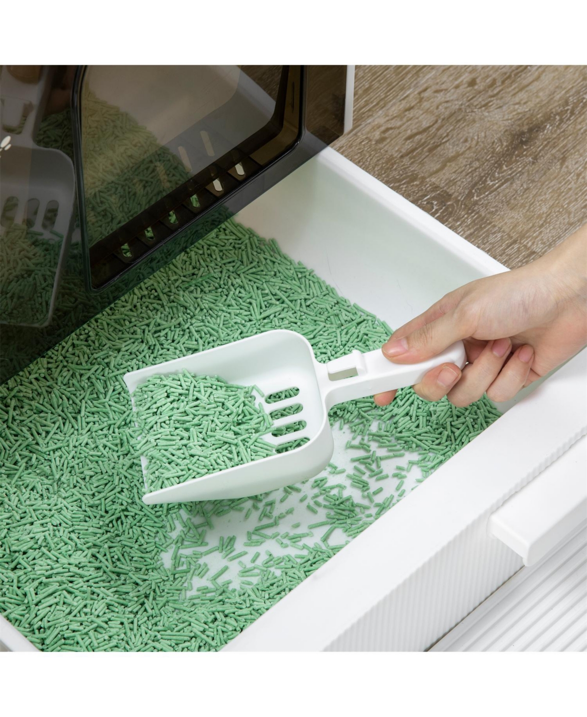 Aostirmotor Covered Cat Litter Box with Lid, Tray & Filter