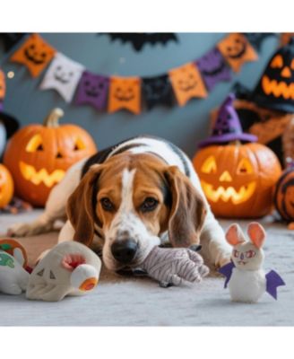 10 Pack Halloween Party Squeaky Dog Toys, Bulk Plush Toys for Spooky Season, Tag/Chew/Fetch Toys, Halloween Gifts for Small to Medium Dogs