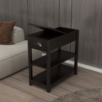 Narrow End Table with Flip-Over Drawers