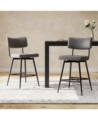 Retro Swivel Counter Stools, Set of 2 in Grey