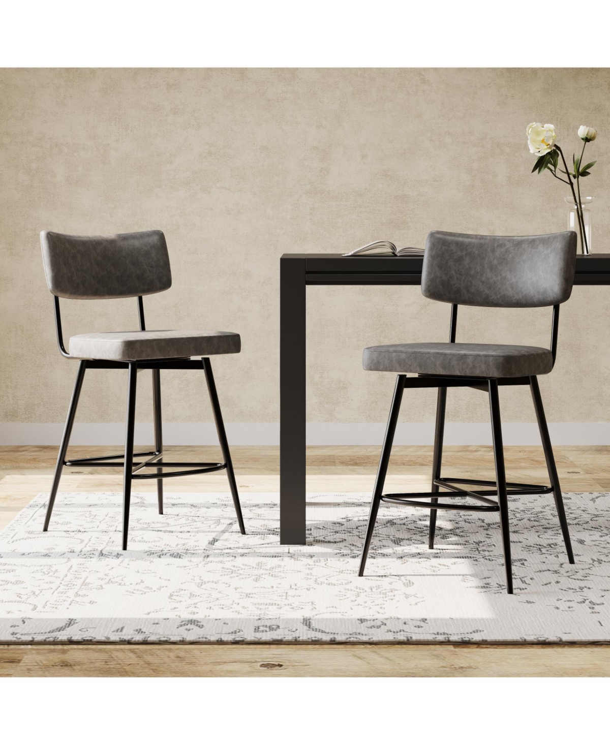 Streamdale Furniture Retro Swivel Counter Stools, Set of 2 in Grey