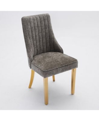 Chenille Dining Chairs Set of 2 (Gray)