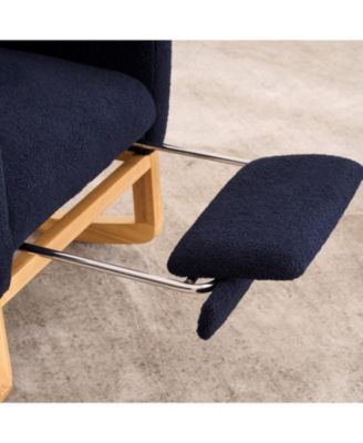 Navy Blue Rocking Chair with Footrest & Pocket