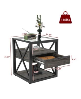 Modern End Table with Drawer - Rustic Nightstand